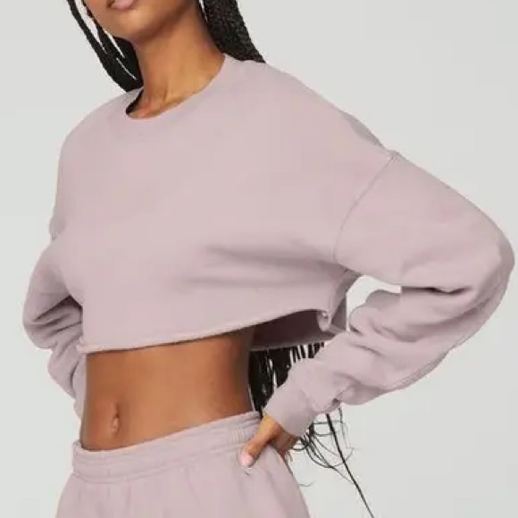 ALO Yoga Extreme Crop Crew Neck Pullover in Camel - Picture 1 of 7